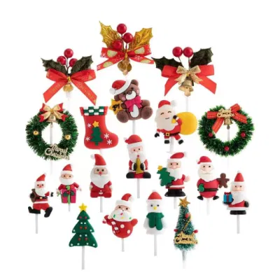 Weihnachtsfarbdruck-Acrylkuchen-Einsatzkarten-Fabrik liefern direkt Weihnachtsmann-Geweih-Backen-Nachtisch-Kuchen-Dekoration